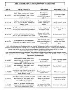 &Ouml;ZEL SAKLI CEVHERLER KREŞİ / KASIM AYI YEMEK LİSTESİ