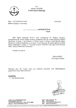 İş Sağlığı ve G&uuml;venliği - Uşak Milli Egitim M&uuml;d&uuml;rl&uuml;ğ&uuml;