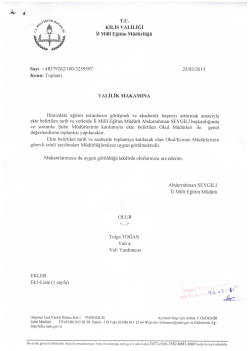 T.C. KİLİS vALİLİĞİ - Kilis Milli Eğitim M&uuml;d&uuml;rl&uuml;ğ&uuml;