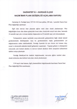 Plan A&ccedil;ıklama Raporu