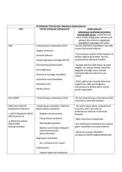 OTOİMM&Uuml;N TESTLER İ&Ccedil;İN &Ouml;NERİLEN SINIRLAMALAR