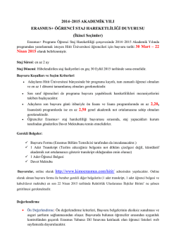 2014&ndash;2015 AKADEMİK YILI ERASMUS+