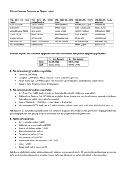 Bitirme &Ccedil;alışması Danışman ve &Ouml;ğrenci Listesi Bitirme &Ccedil;alışması