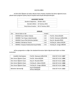 A &Ccedil; I K L A M A 2014-2015 &Ouml;ğretim yılı bahar d&ouml;nemi Kamu Hukuku