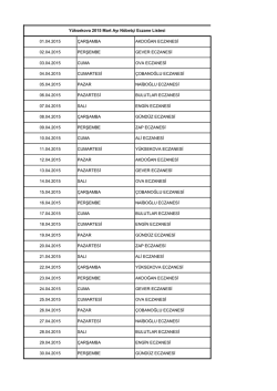 Yüksekova Nöbetçi Eczane Listesi