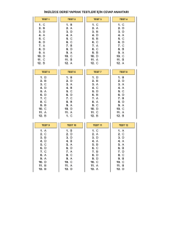 ingilizce dersi yaprak testleri i&ccedil;in cevap anahtarı 1. c 2. b 3. d 4. a 5