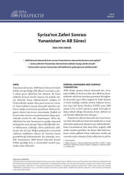Syriza`nin Zaferi Sonrasi Yunanistan`in AB S&uuml;reci