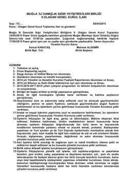 9.olağan genel kurul ilanı - Muğla Damızlık Sığır Yetiştiricileri Birliği