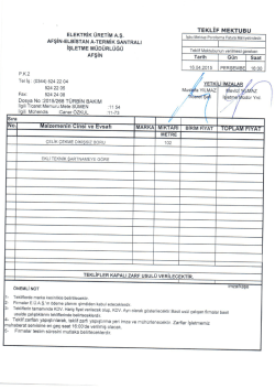 Teknik Şartname - Afşin-Elbistan A Termik Santrali