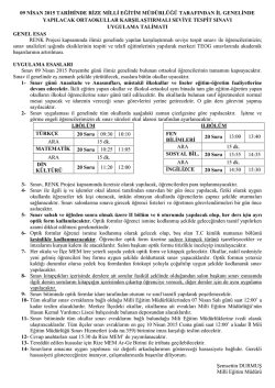 09 Nisan 2015 TEOG Deneme Sınavı Y&ouml;nergesi