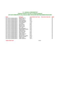 T.C. ANADOLU &Uuml;NİVERSİTESİ Edebiyat Fak&uuml;ltesi