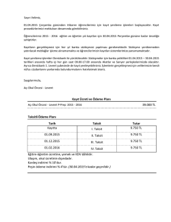 44.800 TL Taksitli&Ouml;deme Planı Tarih Taksit Tutar Kayıtta I