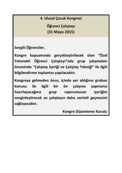 Öğrenci Çalıştayı - ulusalcocukkongresi.org
