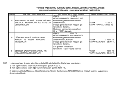 Misafirhaneler Fiyat Tarifesi