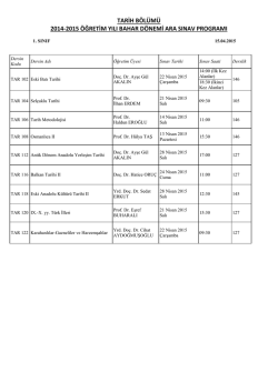 tarih bölümü 2014-2015 öğretim yılı bahar dönemi ara sınav programı