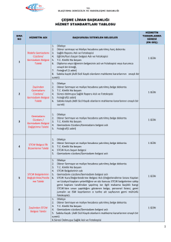 &Ccedil;eşme Liman Başkanlığı Hizmet Standartları Tablosu