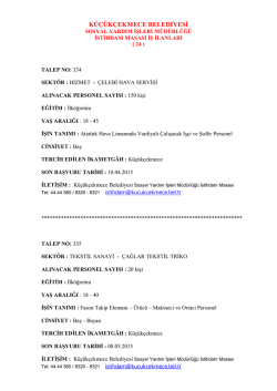 İş İlanları - K&uuml;&ccedil;&uuml;k&ccedil;ekmece Belediyesi