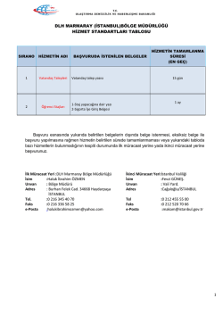 DLH Marmaray B&ouml;lge M&uuml;d&uuml;rl&uuml;ğ&uuml; Hizmet Standartları