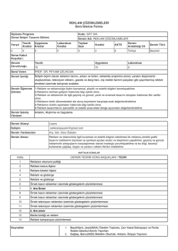 REKLAM ÇÖZÜMLEMELERİ Ders İzlence Formu