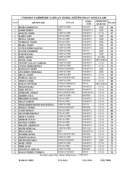 17/04/2015 tarihinde yapılan temel eğitim sınav sonu&ccedil;ları