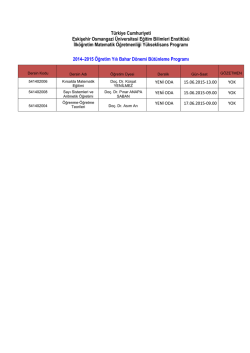 İlköğretim Matematik Öğretmenliği Yükseklisans Bütünleme Sınav