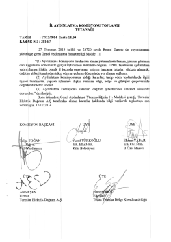 Kilis Valiliği Komisyon Kararları (Aralık 2014)