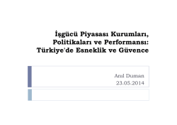 İşg&uuml;c&uuml; Piyasası Kurumları, Politikaları ve Performansı