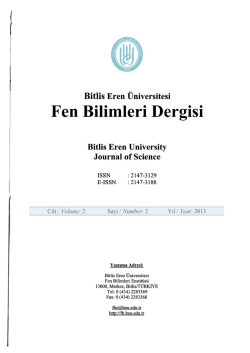 Bitlis Eren &Uuml;niversitesi Fen Bilimleri Dergisi