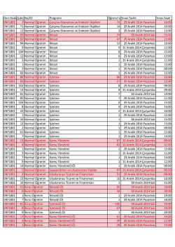 Ders KoduŞube No/İO Programı Öğrenci sayısı Sınav Tarihi Sınav