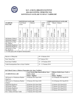 M.Ü. AVRUPA BİRLİĞİ ENSTİTÜSÜ 2014-2015 EĞİTİM