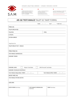 AR-GE TEST/ANALİZ TALEP VE TAKİP FORMU