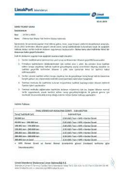 D&ouml;kme Katı İthalat Y&uuml;k İndirim Skalası