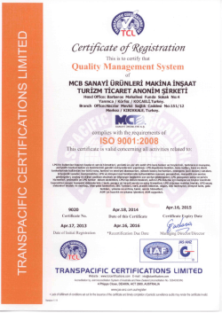 ISO 9001 - MCB Sanayi