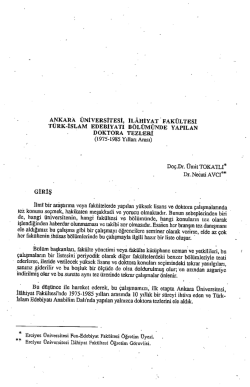 ANKARA &Uuml;NIVERSITESI, IL__&Aring;H__IYAT FAK&Uuml;LTESİ