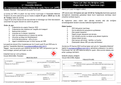 Convocation AG du 24 juin 2014