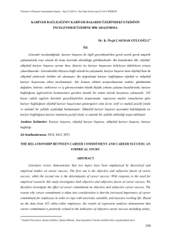 kariyer bağlılığının kariyer başarısı &uuml;zerindeki etkisinin incelenmesi