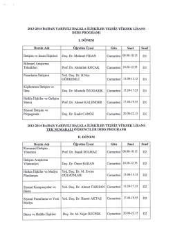 2013-2014 BAHAR YARIYILI HALKLA İLİŞKİLER TEZSİZ Y&Uuml;KSEK