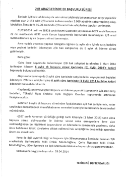 z/B ARAZİLERİNDE EK BAŞVURU s&Uuml;REsi