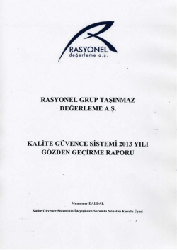 Kalite G&uuml;vence Sistem Raporu