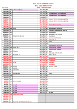 2014 &Ouml;ĞRETİM YILI 7. SINIF SINAV TAKVİMİ