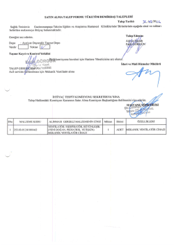 2014 Yılı Mekanik Ventilat&ouml;r Alımı