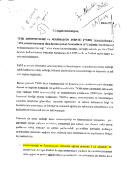 T&uuml;rk Anesteziyoloji ve Reanimasyon Derneği başvurusu