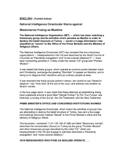 National Intelligence Directorate Warns against