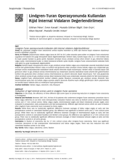 Lindgren-Turan Operasyonunda Kullanılan Rijid İnternal Vidaların