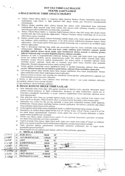 2015 YILI TIBBİ GAZ İHALESİ TEKNİK sARTNAMEsI A~İHALE