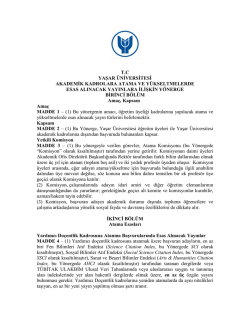 Akademik Kadrolara Atama ve Y&uuml;kseltmelerde