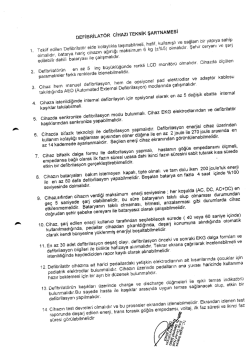 DEFİBLAT&Ouml;R CİHAZI TEKNİK ŞARTNAMESİ