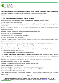 Numune kabul koşullarımız - GDA Laboratuvar Hizmetleri