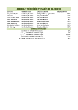 Fiyat Listesi - Alhan Zeytincilik