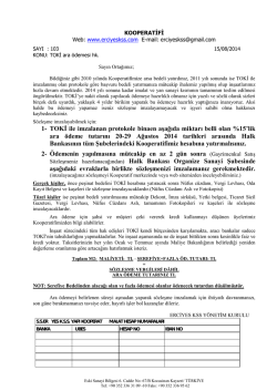 1- TOKİ ile imzalanan protokole binaen aşağıda